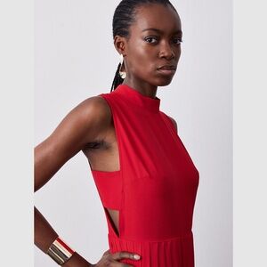 Karen Millen Red Pleated Jumpsuit